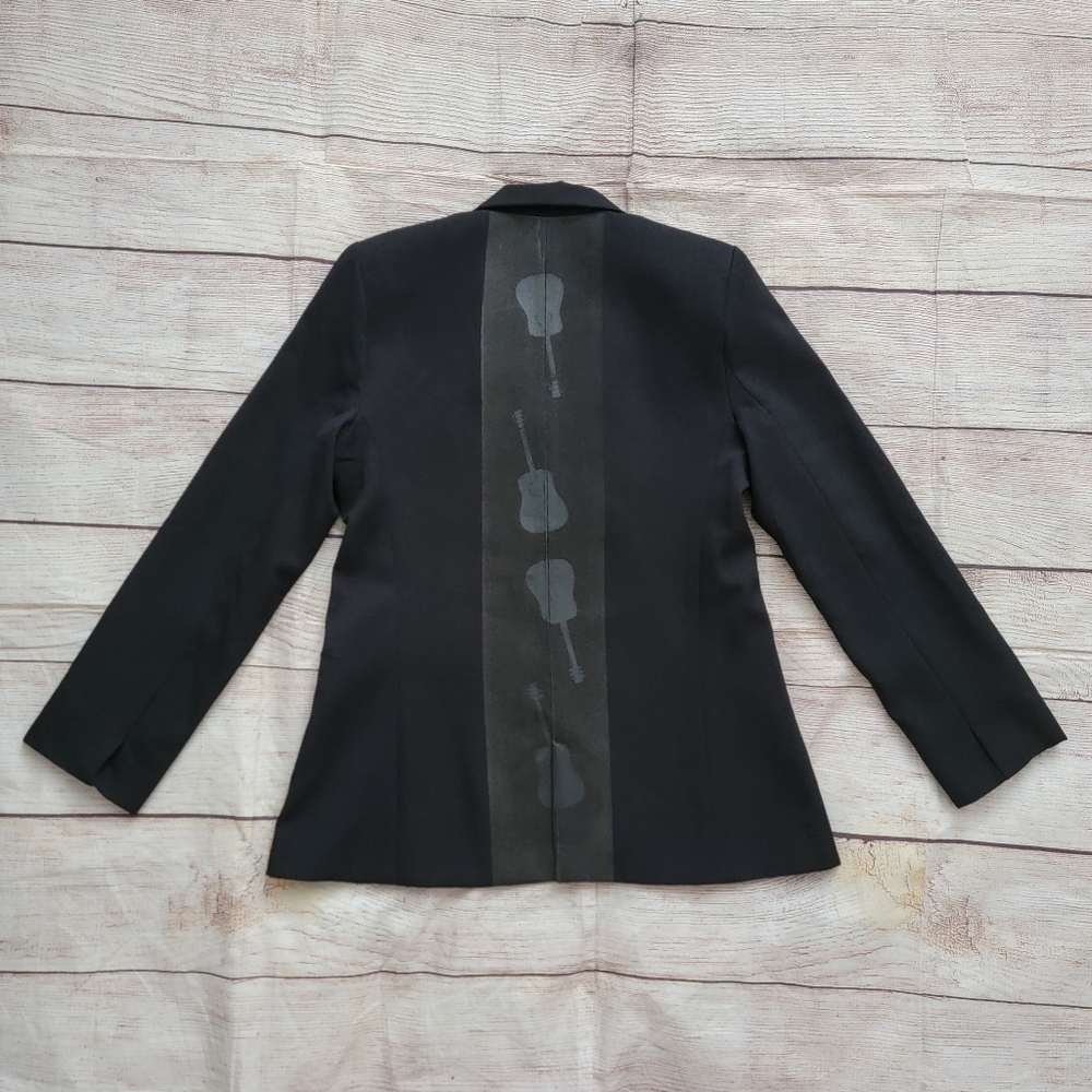 Elmer Ave Black Holographic Guitar Sports Coat Blazer Large